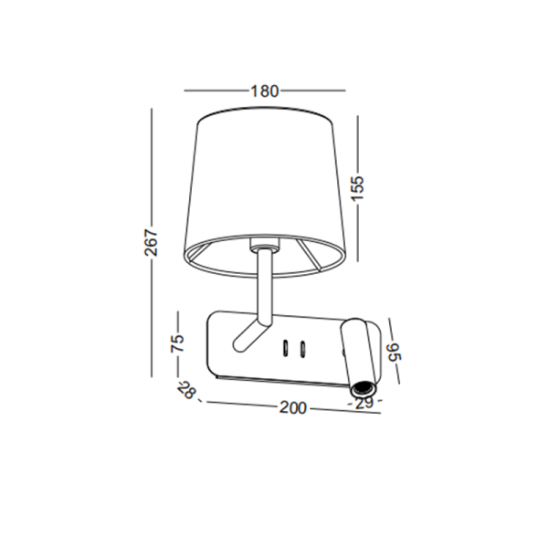 LWA375-BK-3W+4W Hotel bedroom led reading light - Image 3