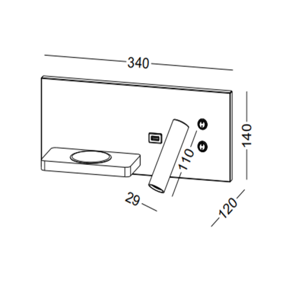 LWA417-BK-3W+4W Hotel bedroom led reading light - Image 2