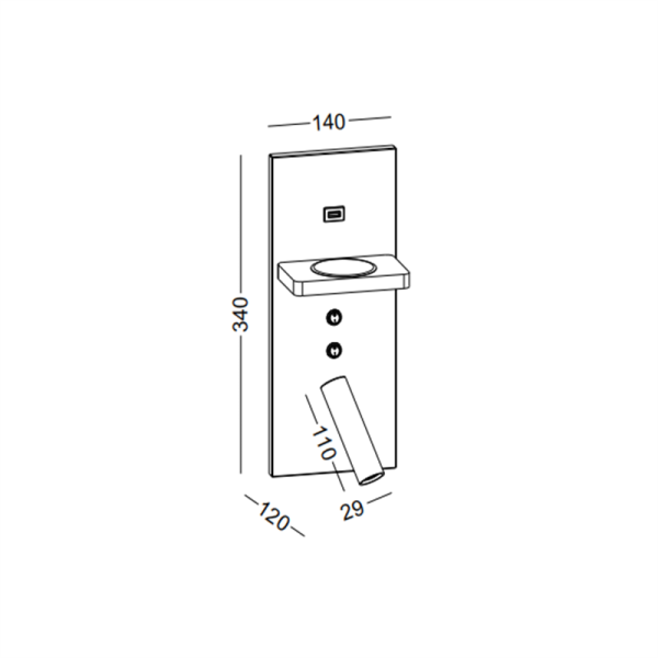 LWA418-BK-3W+4W Hotel bedroom led reading light - Image 2