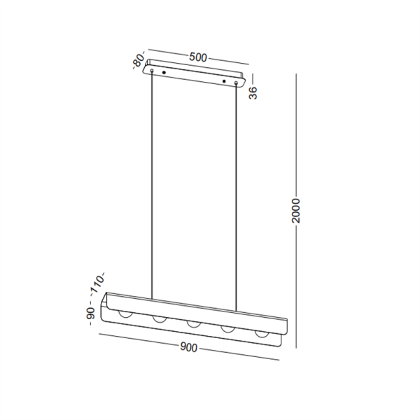 LPL410-WT-5*3W Indoor led pendant light - Image 2