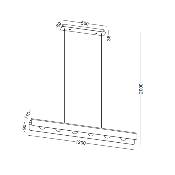 LPL411-BK-6*3W Indoor led pendant light - Image 2