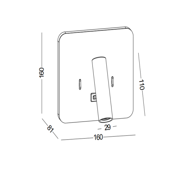 LWA497-BK-4W+3W Square led reading light - Image 2