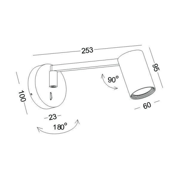 LWA502-BK-GU10 Lamp Modern Bedroom Bedside Reading Light - Image 3