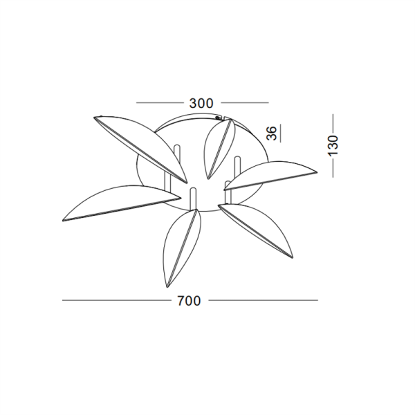 LBL390-WT-22W Steel Leaf Shape Led Ceiling Light - Image 2