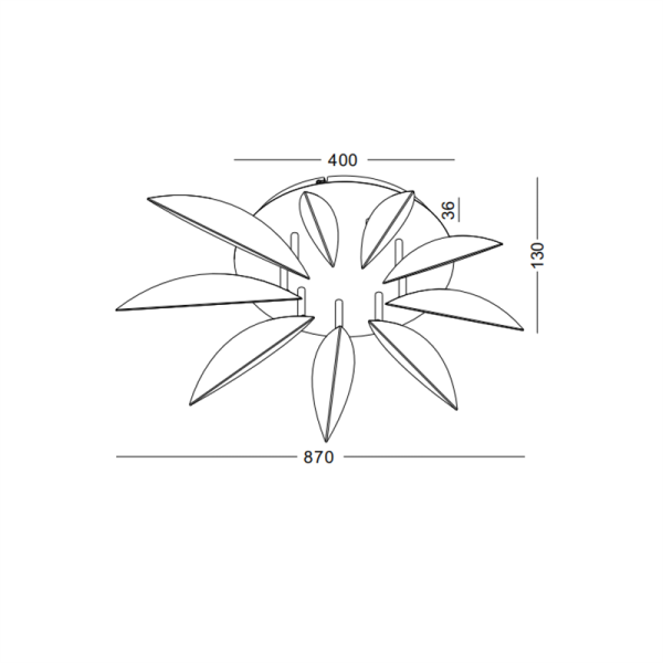 LBL391-WT-40W Steel Leaf Shape Led Ceiling Light - Image 2