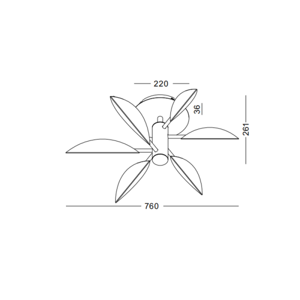 LBL392-WT-22W Steel Leaf Shape Led Ceiling Light - Image 2