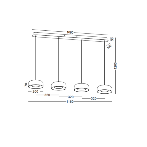 LPL441-BK-40W Dining Room Led Pendant Light - Image 2
