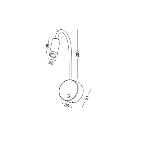 LWA594-BK-3W Modern Touch Switch Led Reading Light - Image 2